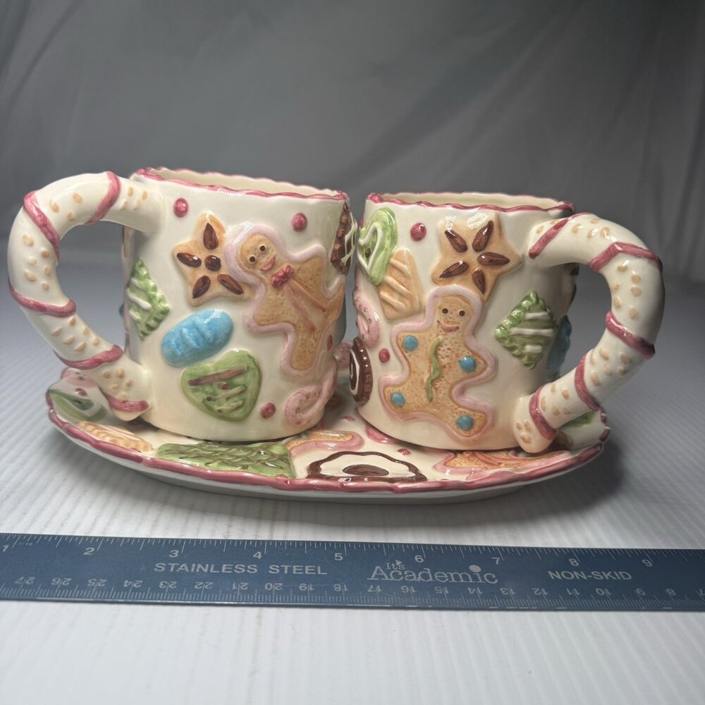Vintage Candy Gingerbread Mug Cups Plate Christmas Home Decor